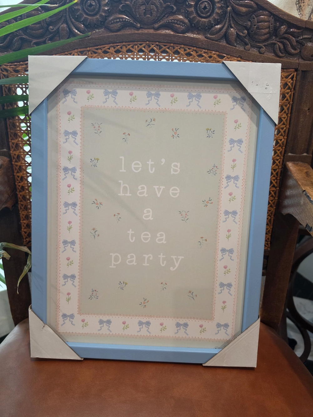 Let's Have a Tea Party Wall Art - Light Blue Frame
